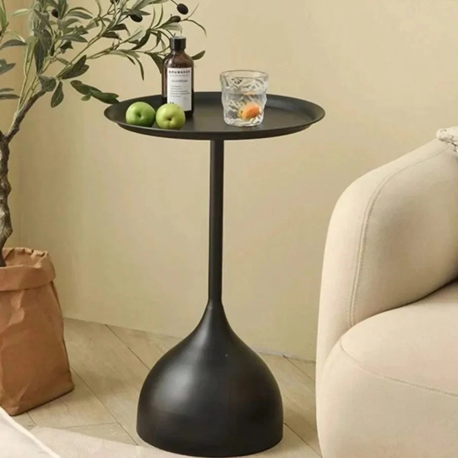 Ronde Bijzettafel Minimalistisch met Trompetvormige Voet en Rond Tafelblad