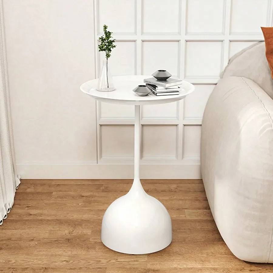 Ronde Bijzettafel Minimalistisch met Trompetvormige Voet en Rond Tafelblad