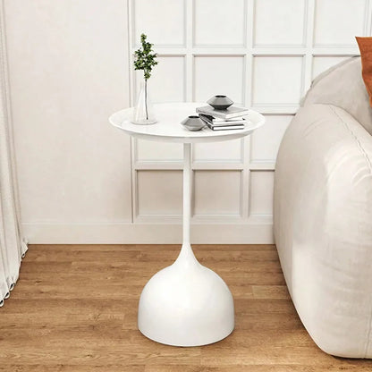 Ronde Bijzettafel Minimalistisch met Trompetvormige Voet en Rond Tafelblad