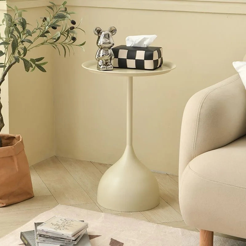 Ronde Bijzettafel Minimalistisch met Trompetvormige Voet en Rond Tafelblad