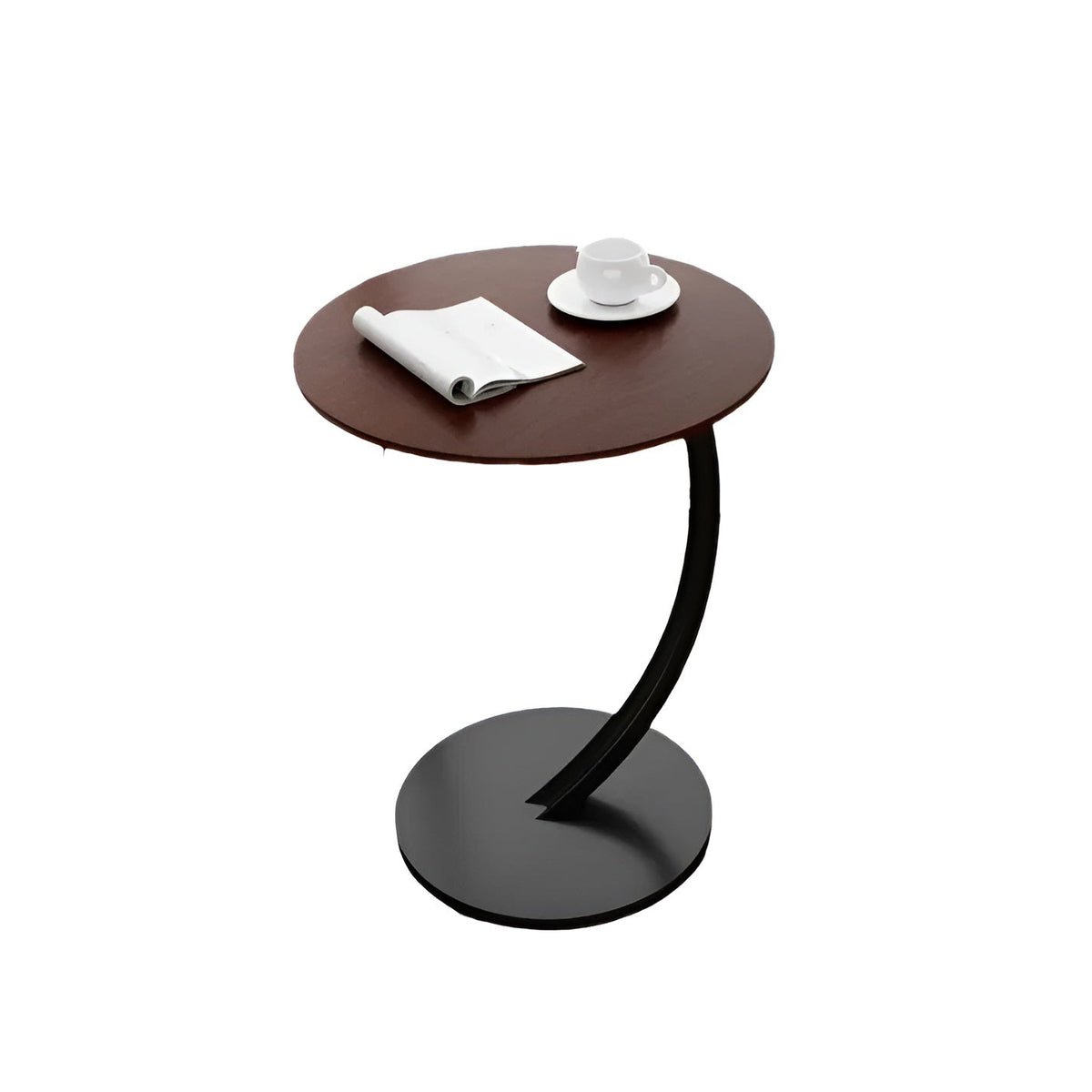 Ronde Bijzettafel Modern met Gebogen Metalen Voet