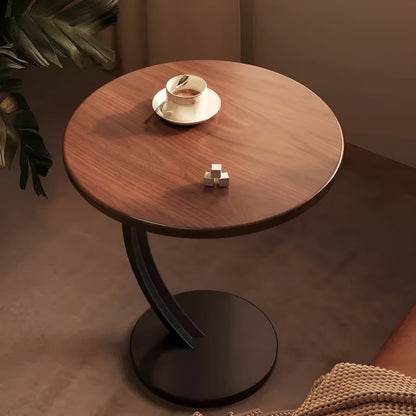 Ronde Bijzettafel Modern met Gebogen Metalen Voet