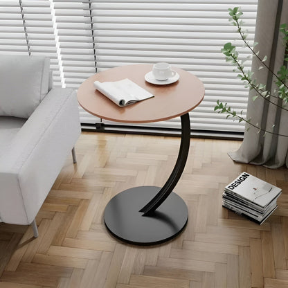 Ronde Bijzettafel Modern met Gebogen Metalen Voet