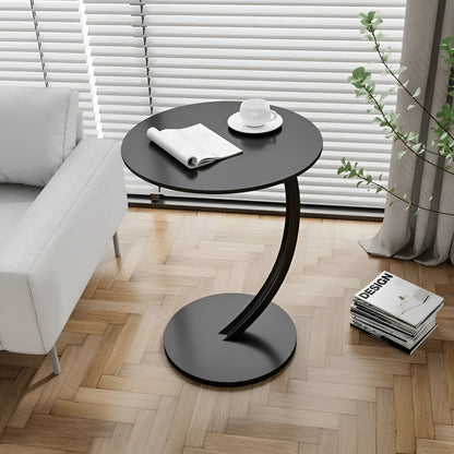Ronde Bijzettafel Modern met Gebogen Metalen Voet