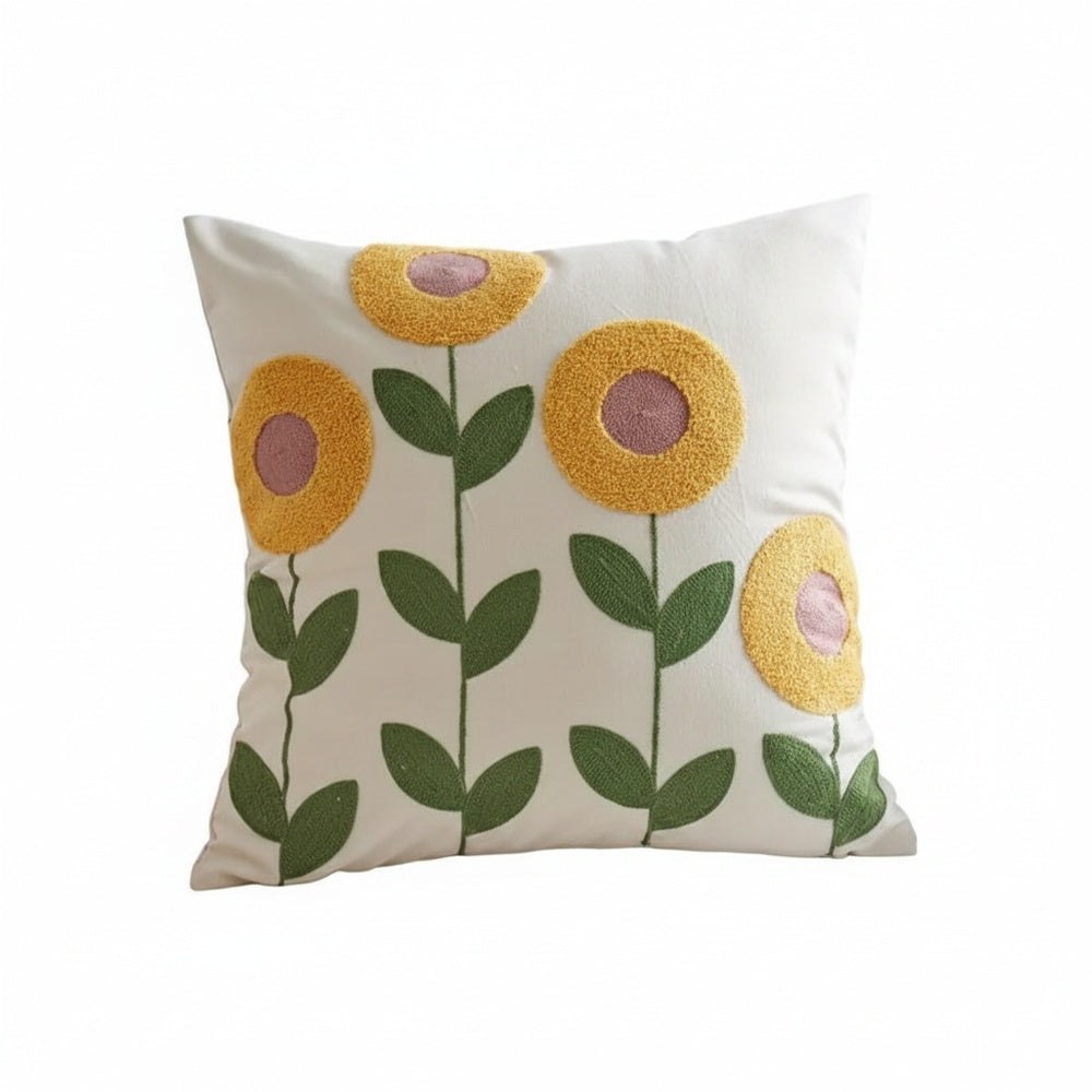 Sierkussenhoes met Geborduurde Bloemen en Plantenpatroon