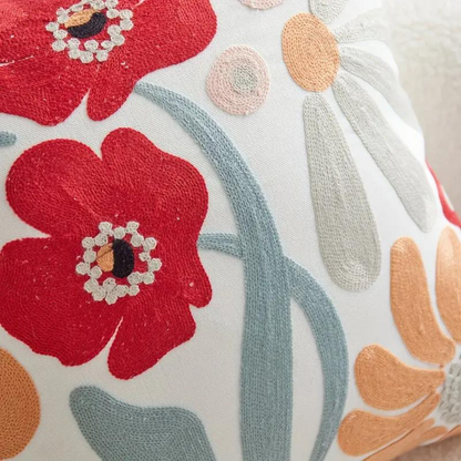 Sierkussenhoes met Geborduurde Bloemen en Plantenpatroon