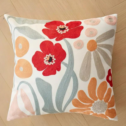 Sierkussenhoes met Geborduurde Bloemen en Plantenpatroon