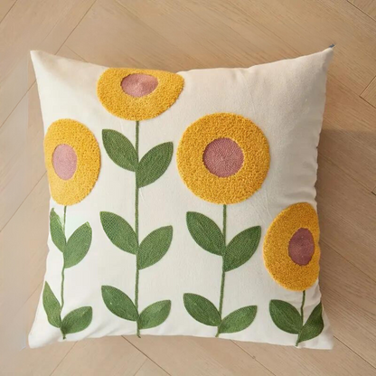 Sierkussenhoes met Geborduurde Bloemen en Plantenpatroon