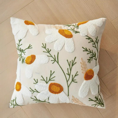 Sierkussenhoes met Geborduurde Bloemen en Plantenpatroon