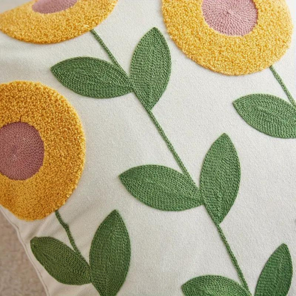 Sierkussenhoes met Geborduurde Bloemen en Plantenpatroon