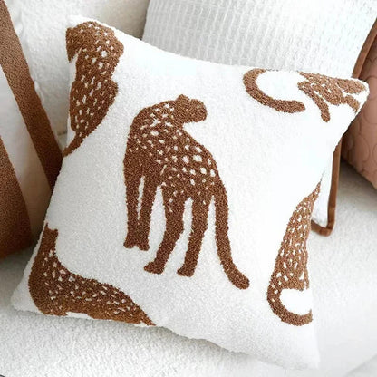 Sierkussenhoes met Geborduurde Dierenmotieven en Getufte Details