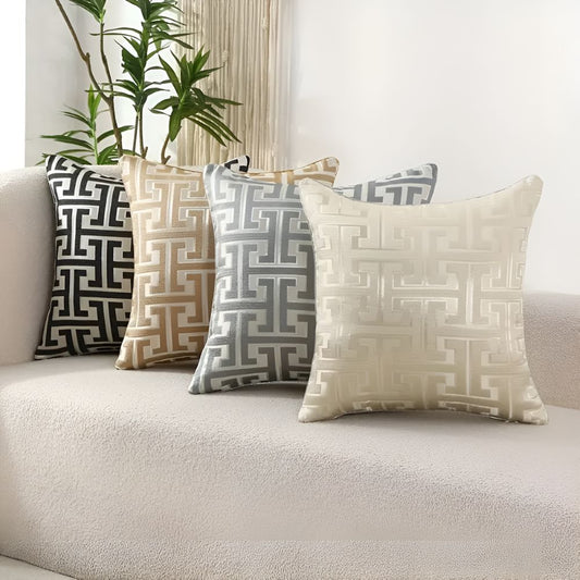 Sierkussenhoes met Geometrisch Jacquard Patroon en Verborgen Rits