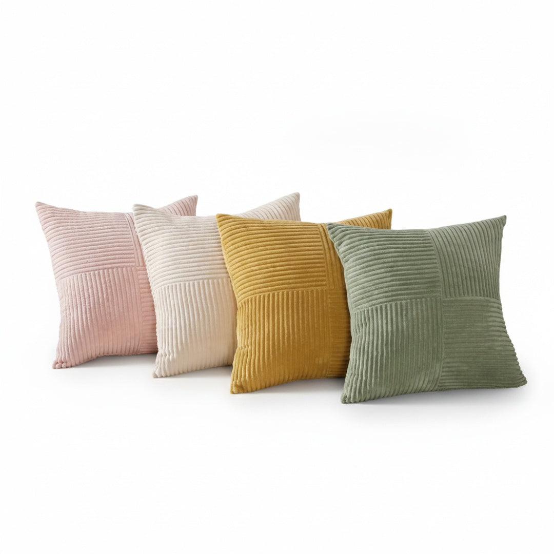 Sierkussenhoes met Geribbeld Patchwork Design en Verborgen Rits