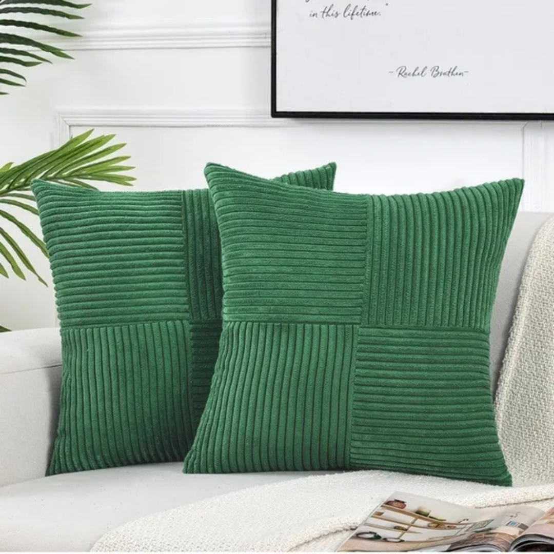 Sierkussenhoes met Geribbeld Patchwork Design en Verborgen Rits