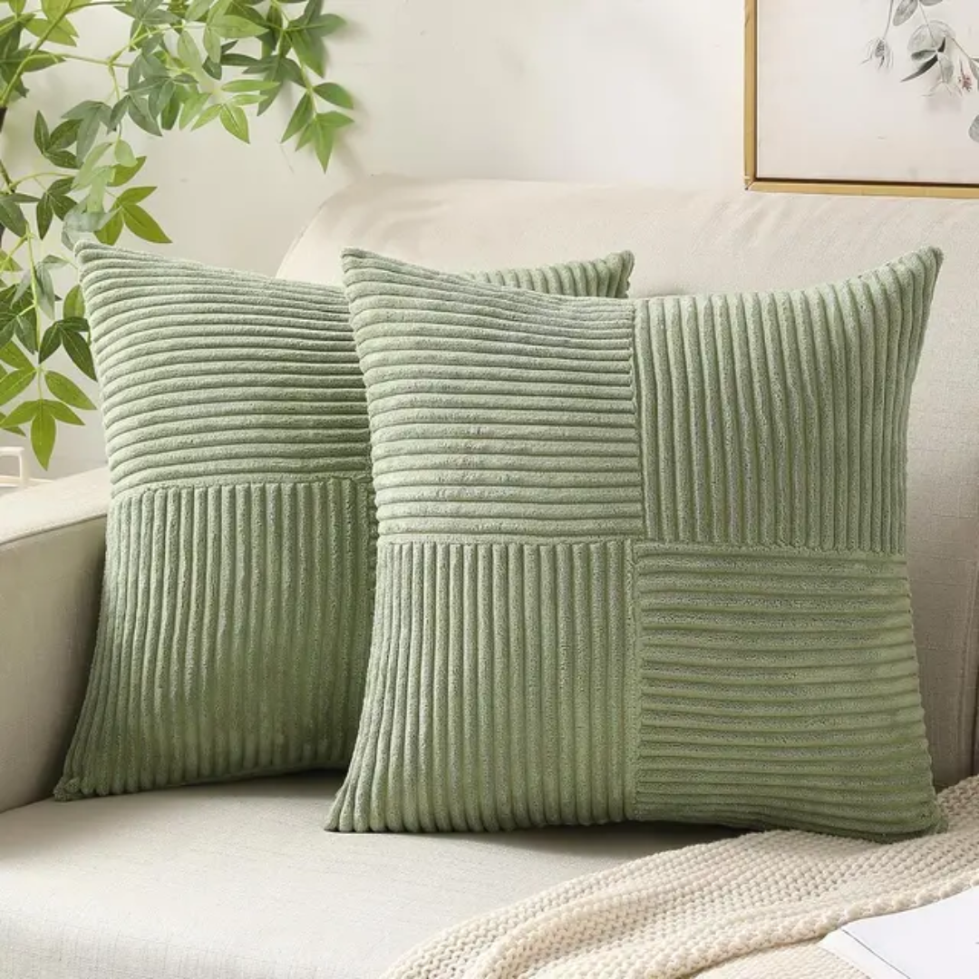 Sierkussenhoes met Geribbeld Patchwork Design en Verborgen Rits