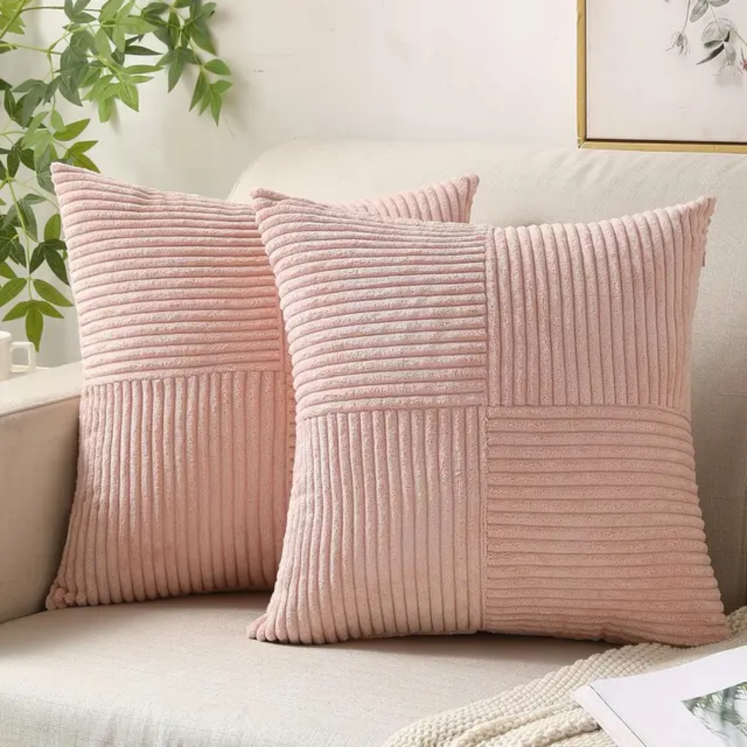 Sierkussenhoes met Geribbeld Patchwork Design en Verborgen Rits