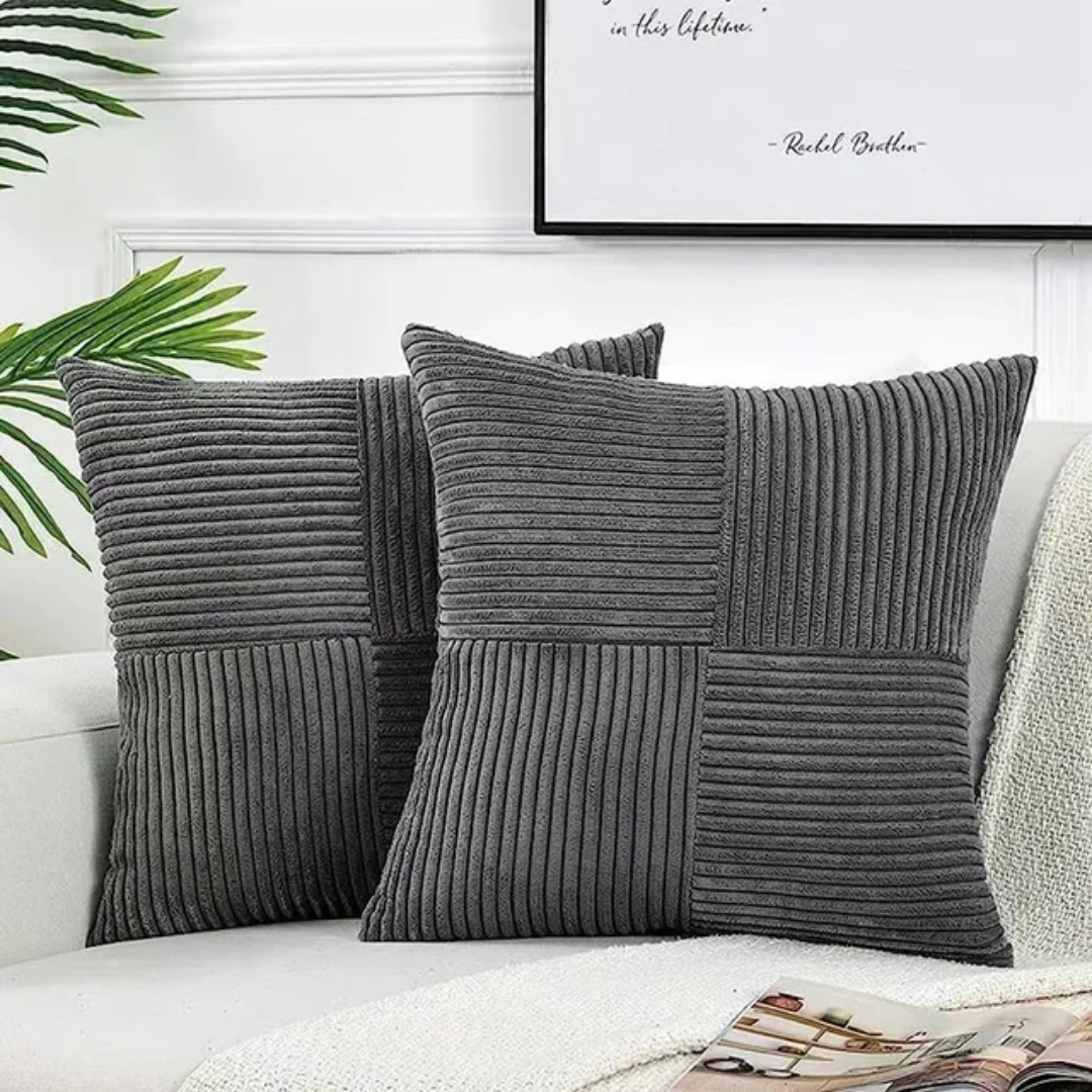 Sierkussenhoes met Geribbeld Patchwork Design en Verborgen Rits