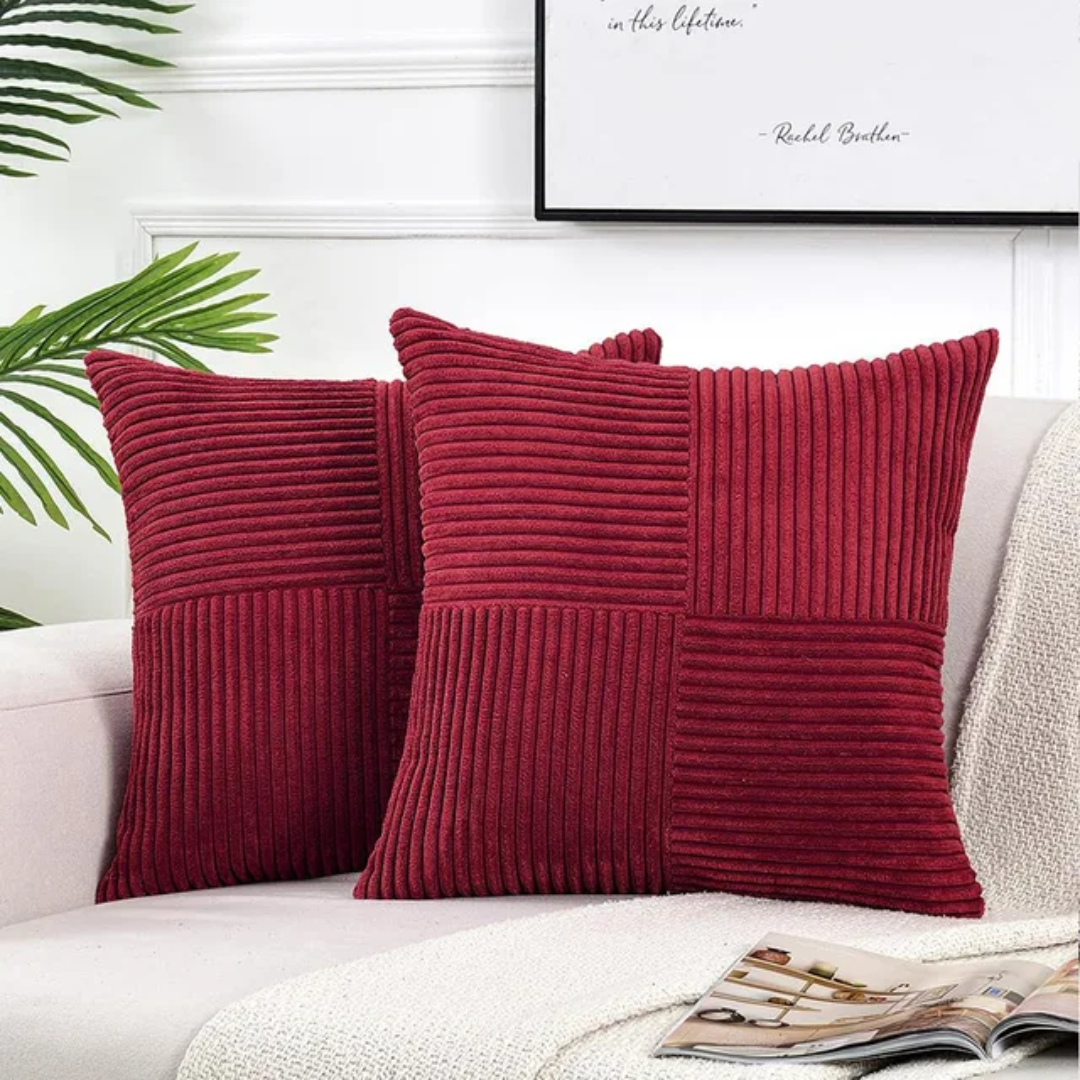 Sierkussenhoes met Geribbeld Patchwork Design en Verborgen Rits