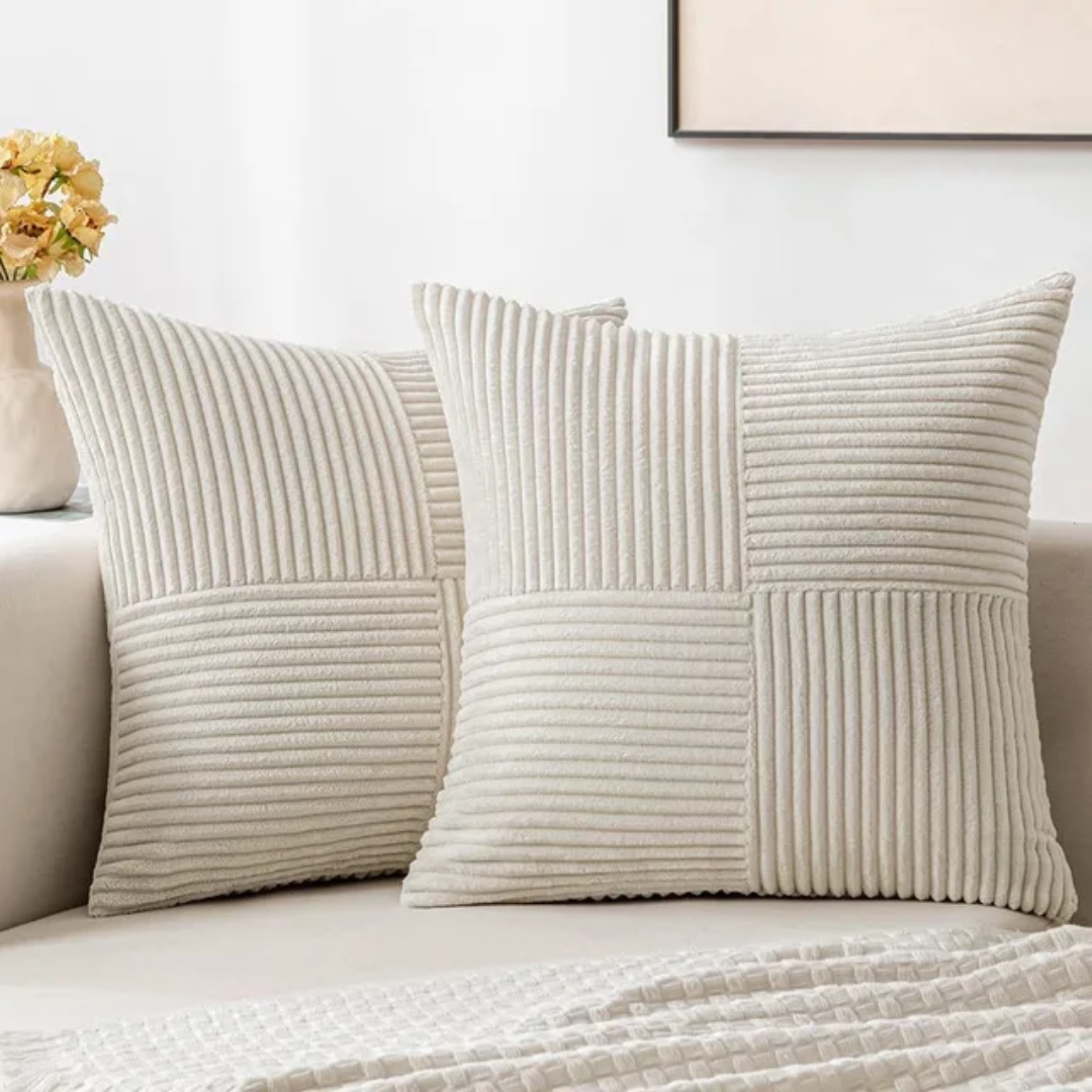 Sierkussenhoes met Geribbeld Patchwork Design en Verborgen Rits