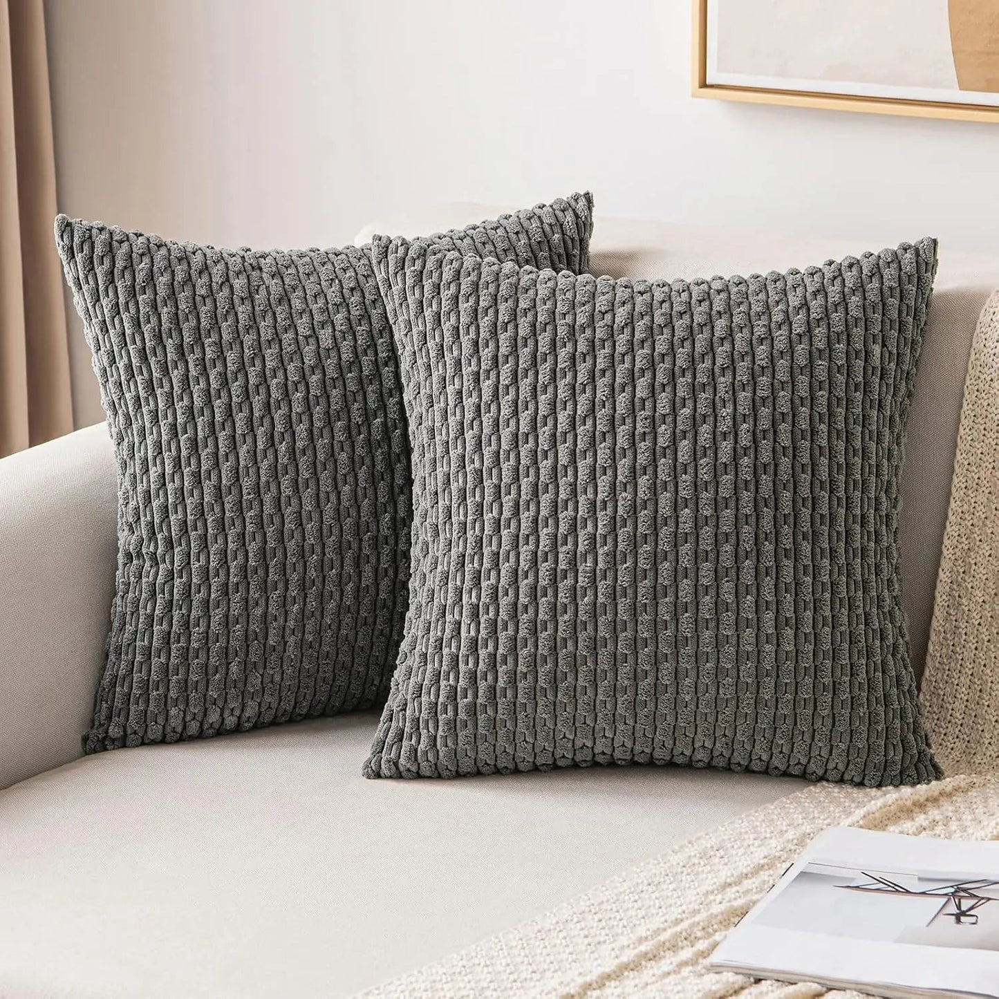 Sierkussenhoes met Ribstructuur en Rits voor Bank of Bed