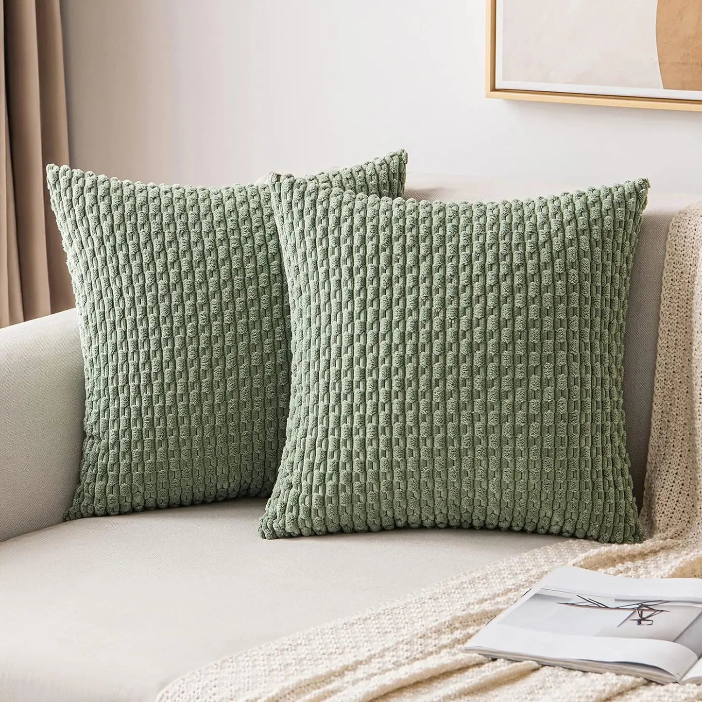 Sierkussenhoes met Ribstructuur en Rits voor Bank of Bed ##POS:12##