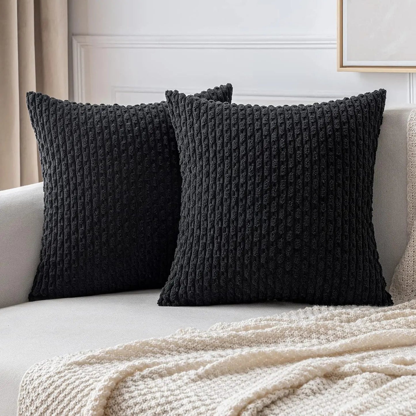 Sierkussenhoes met Ribstructuur en Rits voor Bank of Bed ##POS:13##