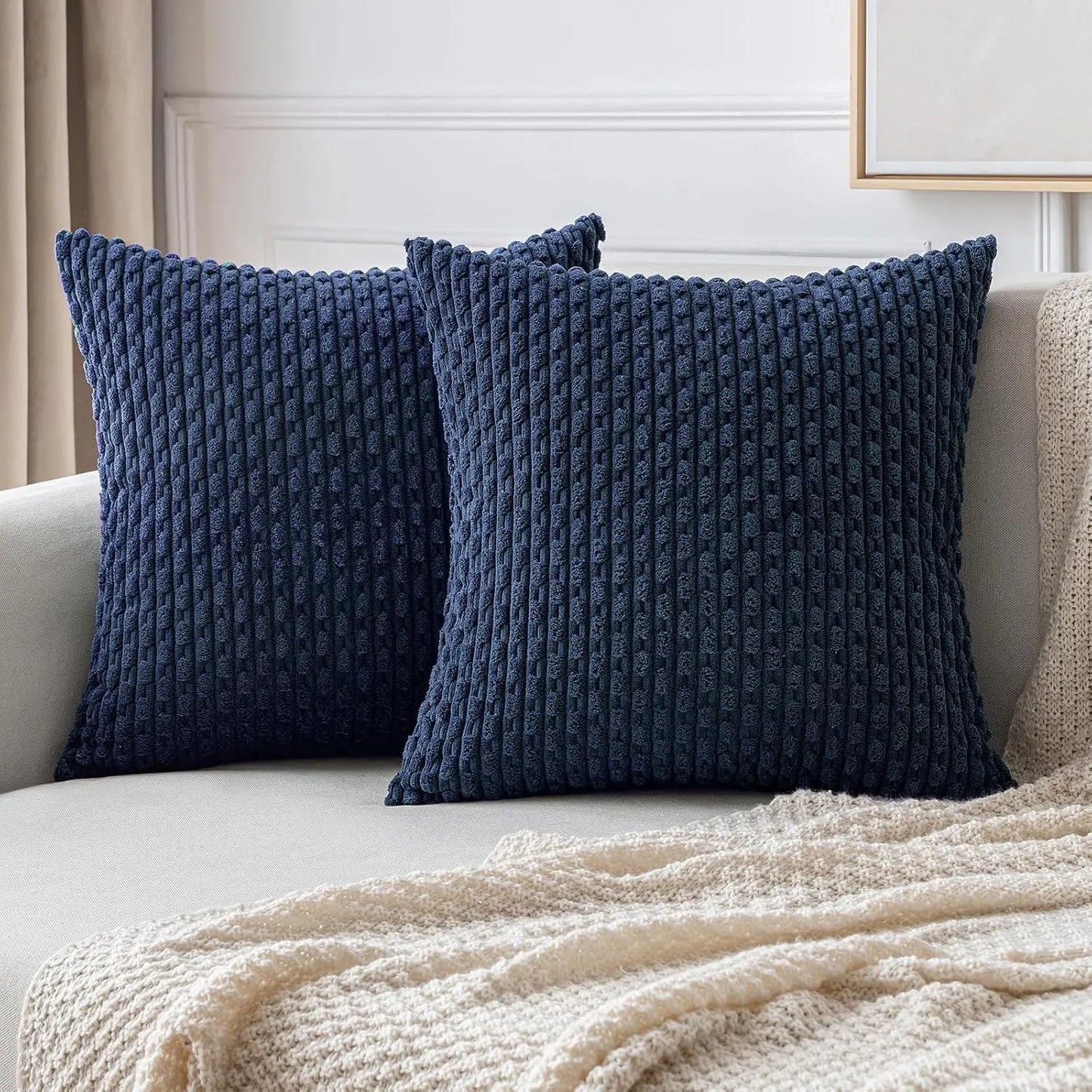 Sierkussenhoes met Ribstructuur en Rits voor Bank of Bed ##POS:14##