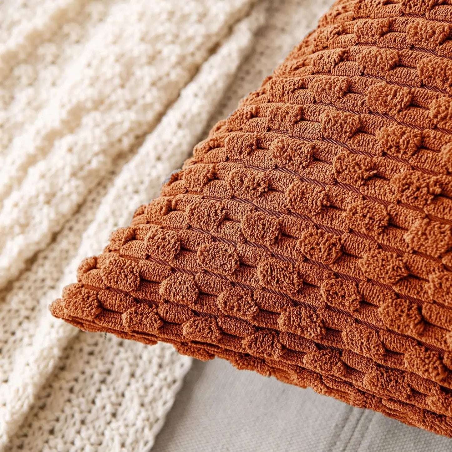 Sierkussenhoes met Ribstructuur en Rits voor Bank of Bed ##POS:4##