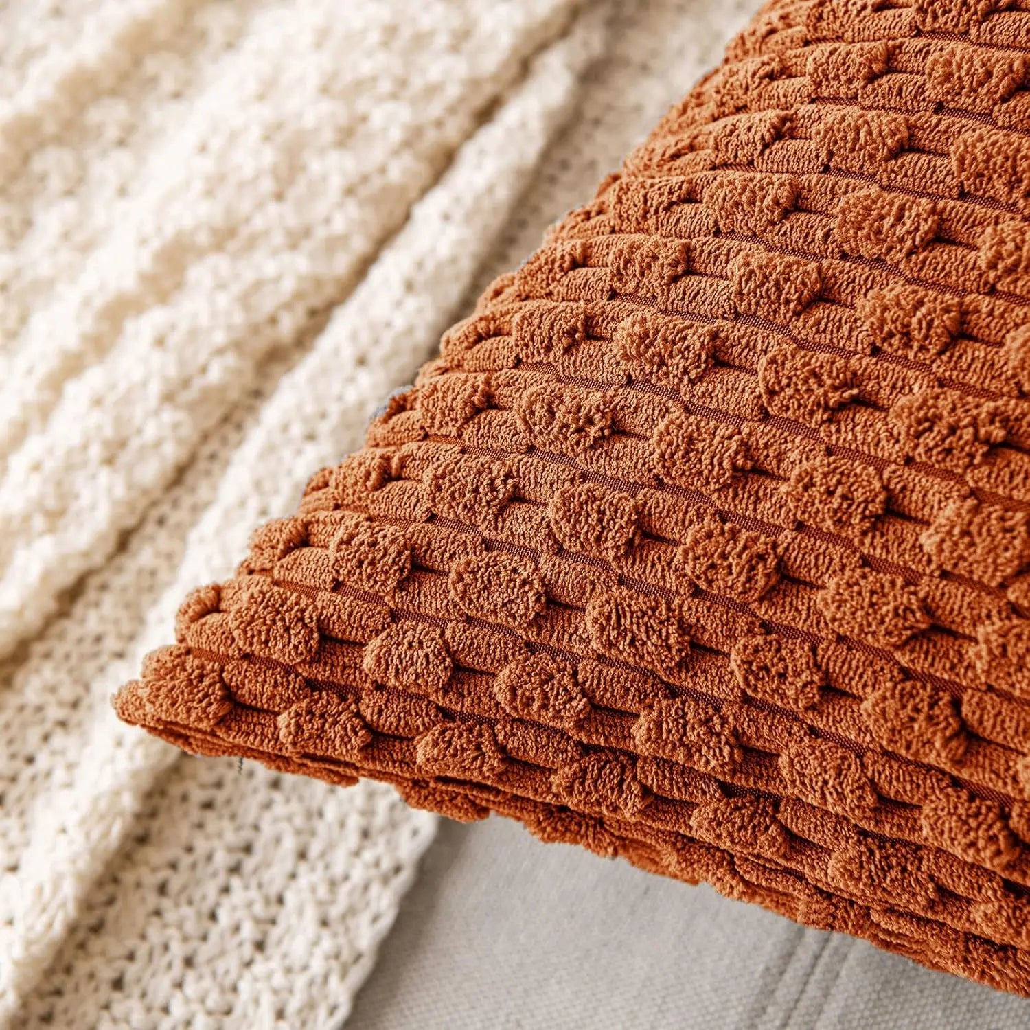 Sierkussenhoes met Ribstructuur en Rits voor Bank of Bed ##POS:4##