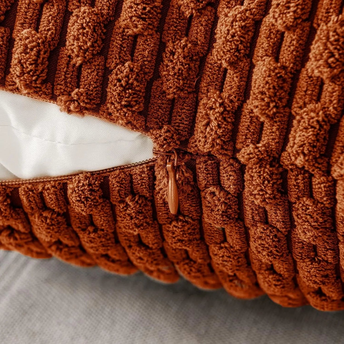 Sierkussenhoes met Ribstructuur en Rits voor Bank of Bed