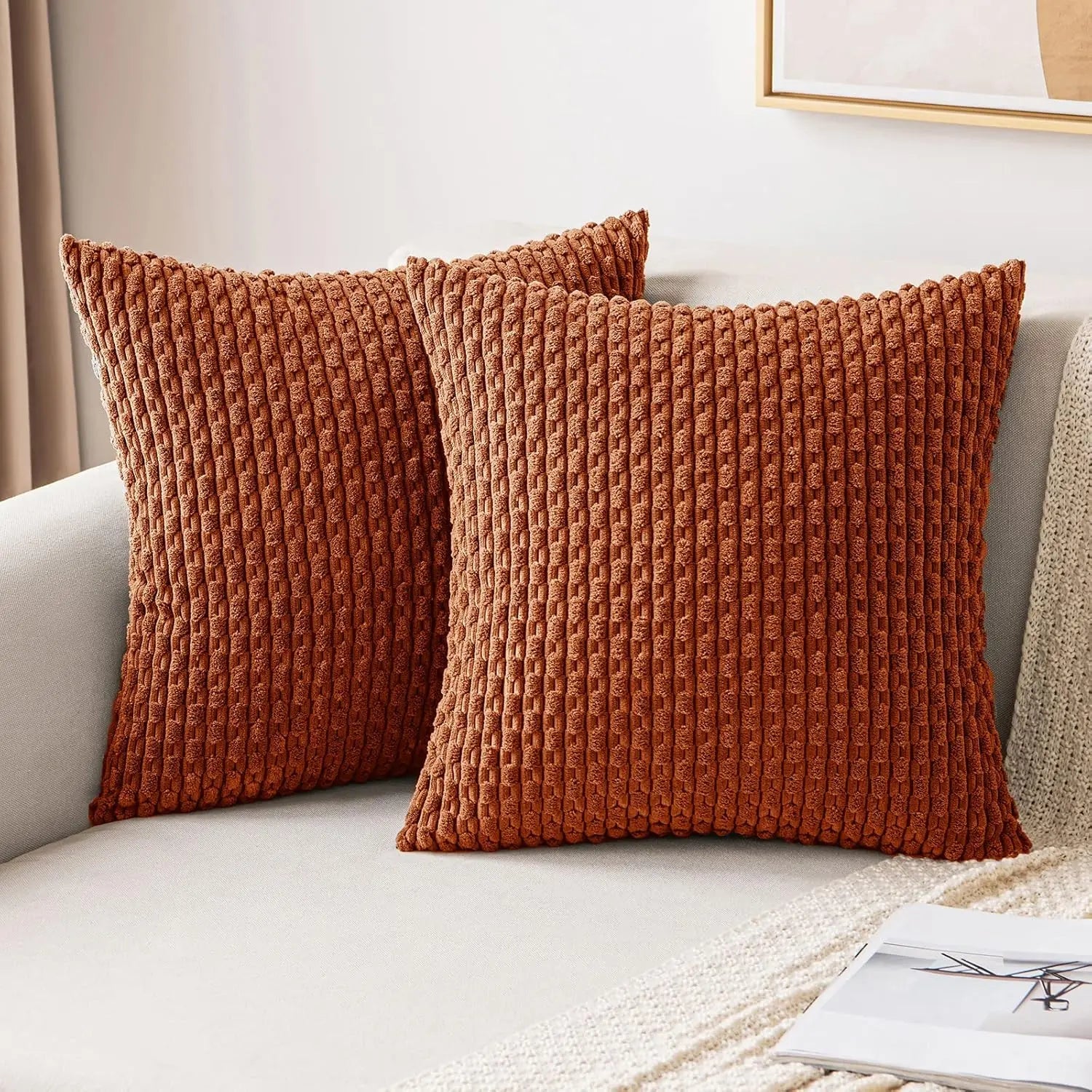 Sierkussenhoes met Ribstructuur en Rits voor Bank of Bed