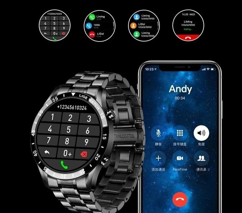 Smartwatch Rond Scherm met Bluetooth Bellen Hartslagmeter en Slaapmonitor