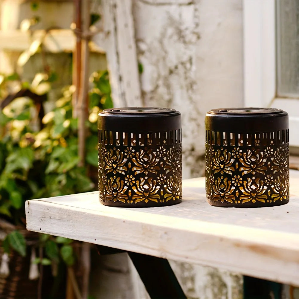 Solar Buitenlamp Bohemian met Bloemenmotief en Schaduweffect 2-pack