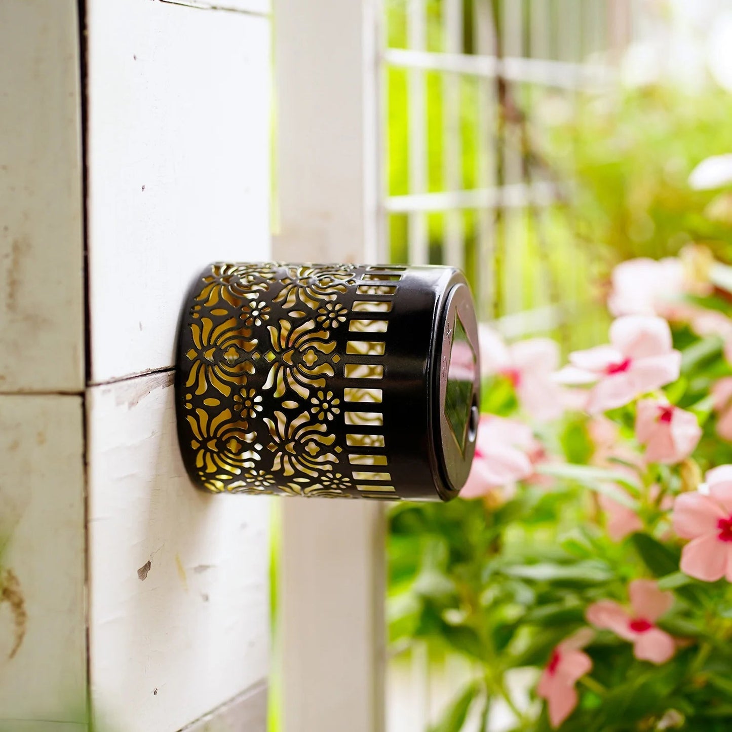 Solar Buitenlamp Bohemian met Bloemenmotief en Schaduweffect 2-pack