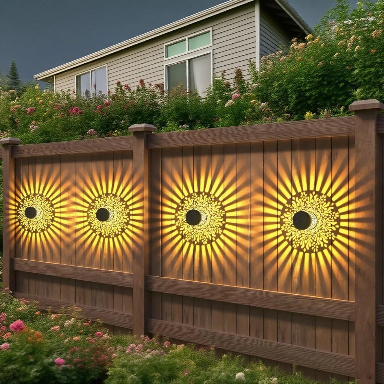 Solar Buitenlamp Bohemian met Bloemenmotief en Schaduweffect 2-pack