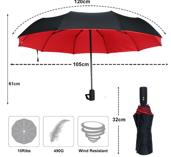Stormparaplu Windbestendig Automatisch Opvouwbaar Sterk Frame