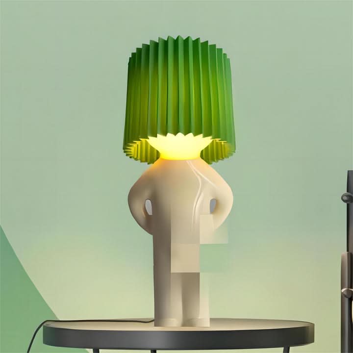 Tafellamp Figuur met Geplooide Kap en LED Verlichting