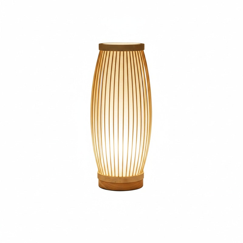 Tafellamp Japandi Stijl met Bamboe en Hout Kap