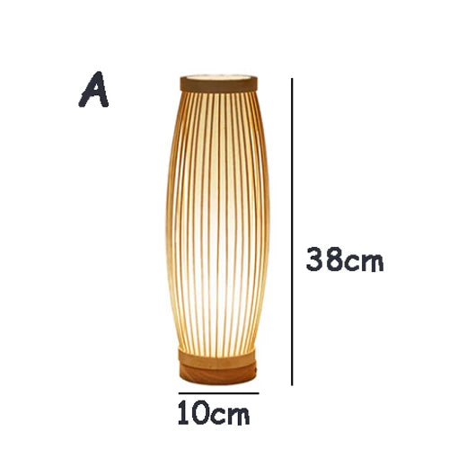 Tafellamp Japandi Stijl met Bamboe en Hout Kap