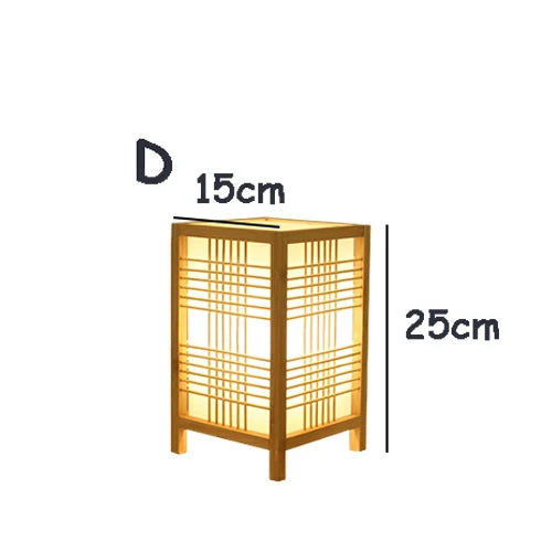Tafellamp Japandi Stijl met Bamboe en Hout Kap