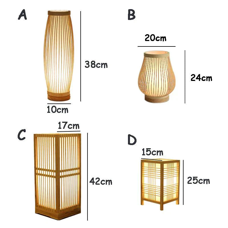 Tafellamp Japandi Stijl met Bamboe en Hout Kap