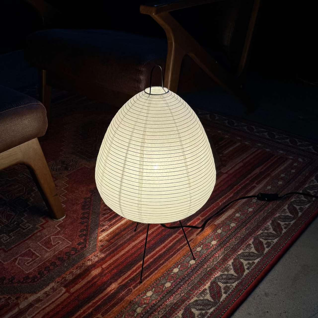 Tafellamp Japandi Stijl met Rijstpapieren Kap en Driepoot Statief