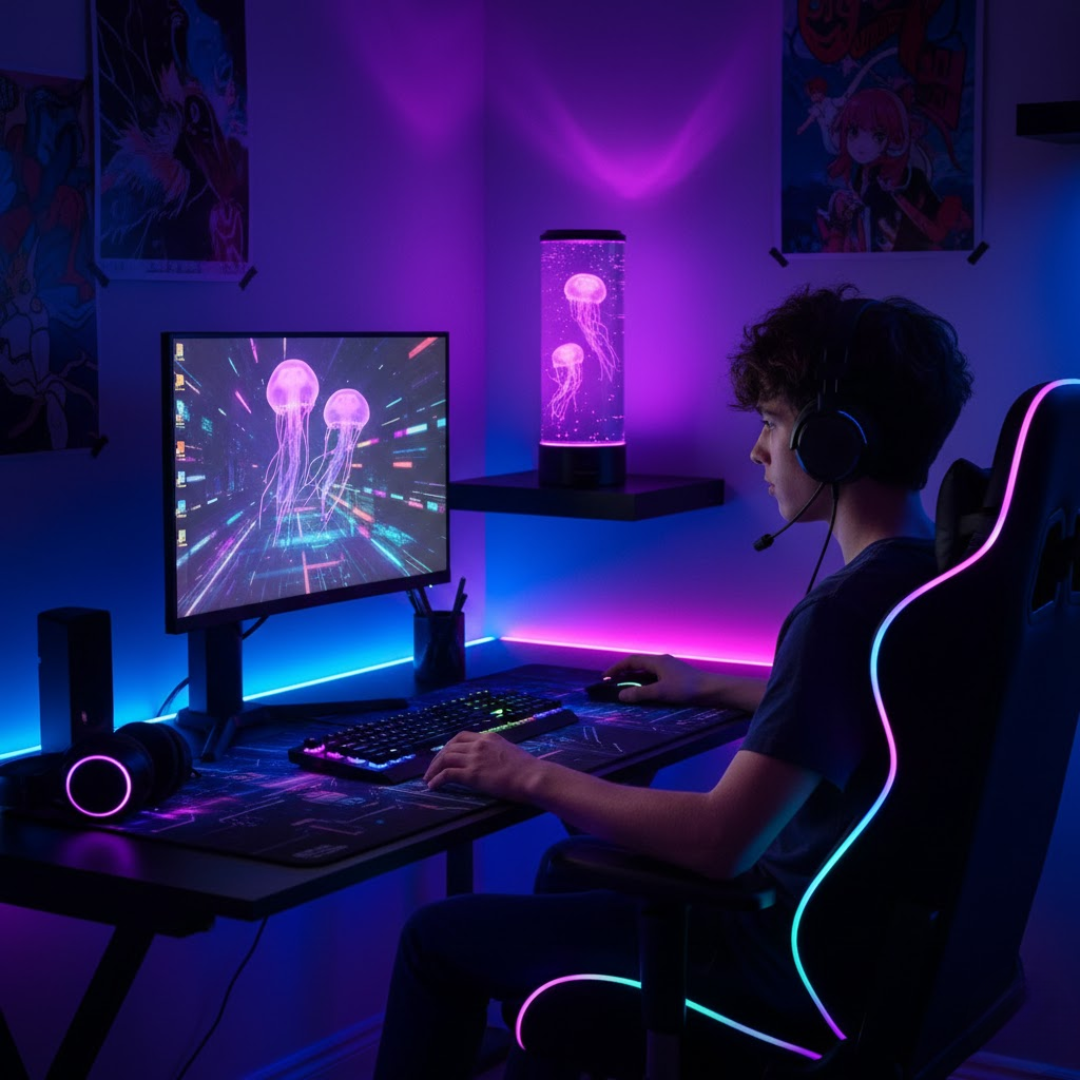 Tafellamp Kwallen met LED Verlichting en 7 Kleuren