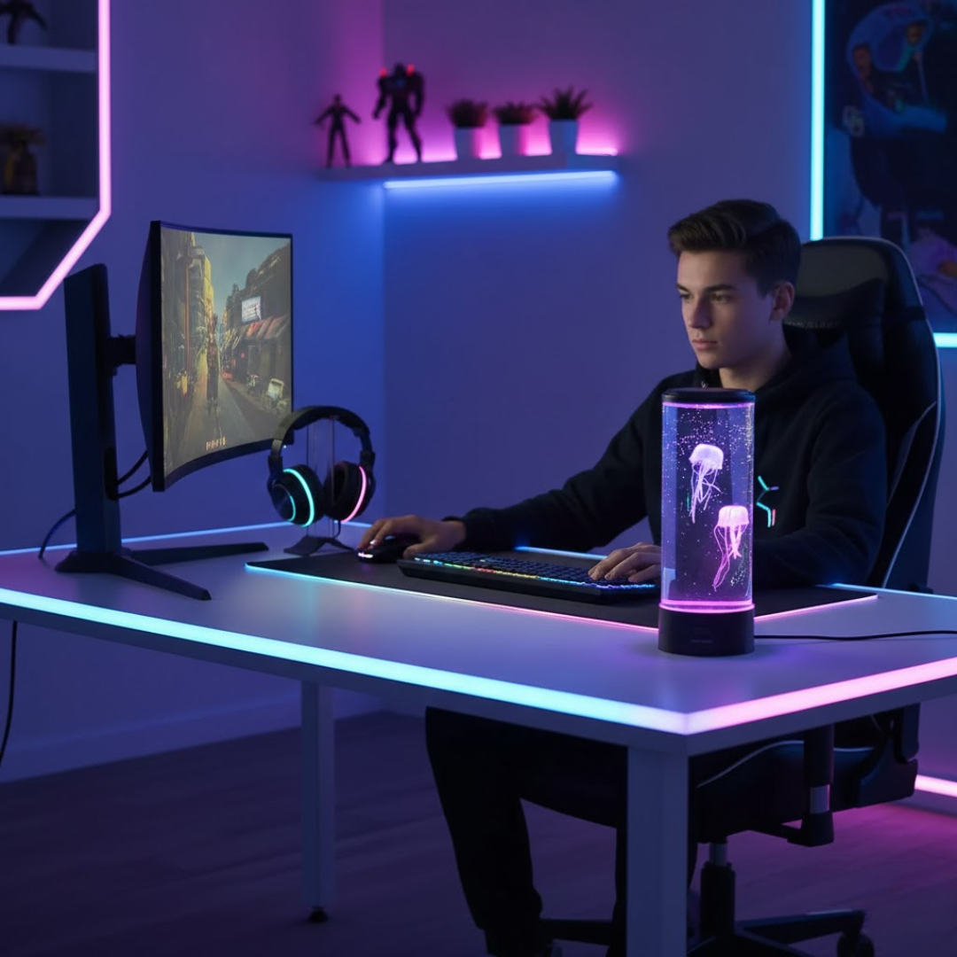 Tafellamp Kwallen met LED Verlichting en 7 Kleuren