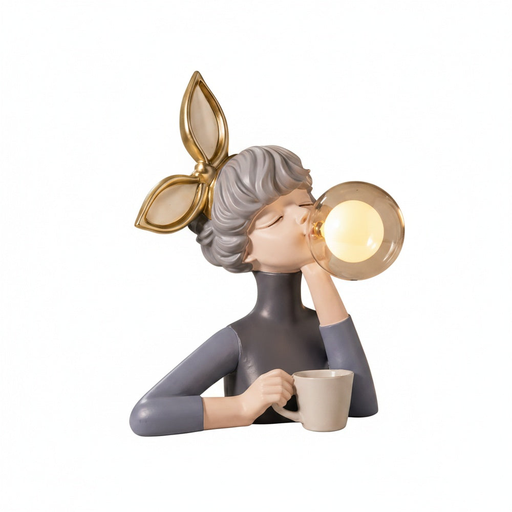 Tafellamp Meisjesfiguur met Glazen Bol Decoratief Nachtlampje
