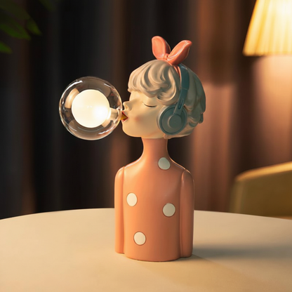 Tafellamp Meisjesfiguur met Glazen Bol Decoratief Nachtlampje