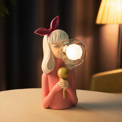 Tafellamp Meisjesfiguur met Glazen Bol Decoratief Nachtlampje
