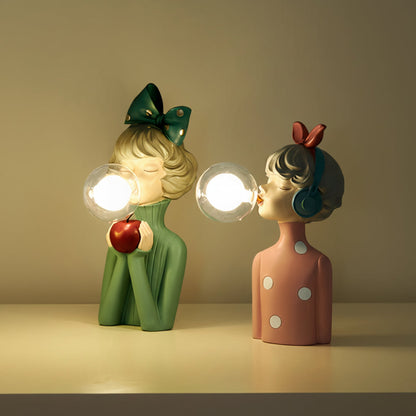 Tafellamp Meisjesfiguur met Glazen Bol Decoratief Nachtlampje
