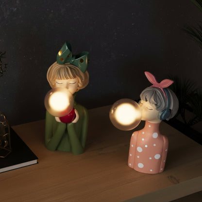 Tafellamp Meisjesfiguur met Glazen Bol Decoratief Nachtlampje