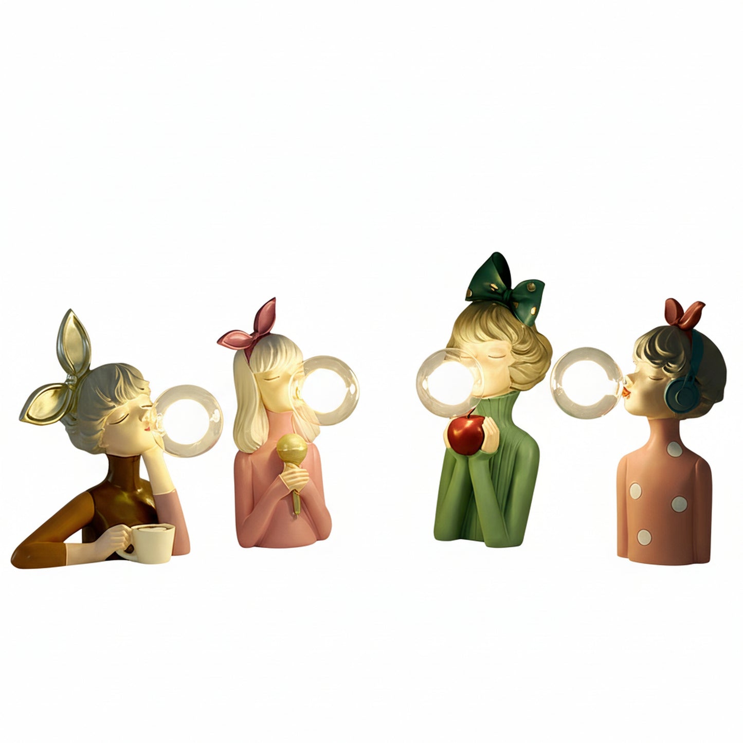 Tafellamp Meisjesfiguur met Glazen Bol Retro Decoratieve Lamp